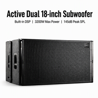 Système de sonorisation actif avec amplificateur DSP, double caisson de basses de 18 pouces, 1600 W, pour spectacles en plein air