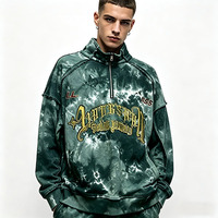 Sweat-shirt à capuche pour homme avec demi-fermeture éclair, design personnalisé en usine, motif graphique personnalisé, 400 g/m², vêtements pour homme de qualité supérieure