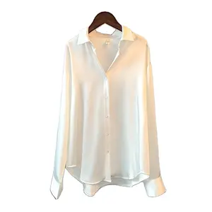 Camisa Blusa Escritório de Seda das Mulheres Blusa de Cetim Blusas Mujer 2023 Blusa Feminina Feminina Branca Feminina Manga Longa Verão Adulto