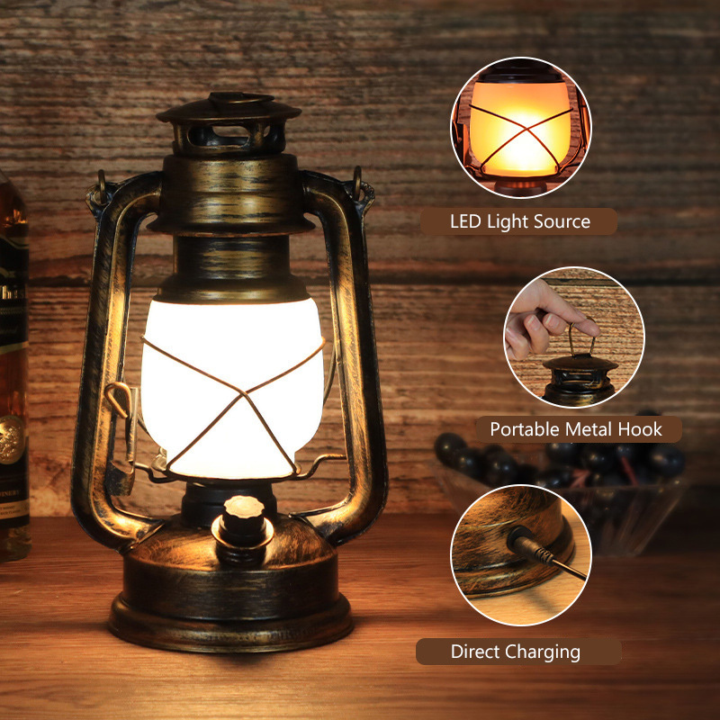 Lampada a Cherosene Decorativa, Lanterna Vintage a Batteria, Candela Sospesa Antica per Arredamento Casa, Matrimoni, Natale