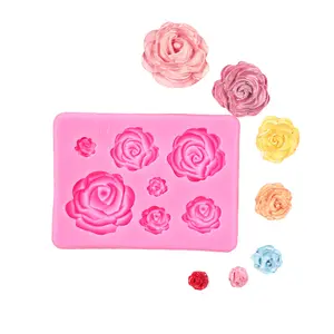 7 in 1 Rose Shape Food Grade Silicone Rose Mold for Cake Soap Fondant Silicone Molds for Cake Decorating Silicone Mold