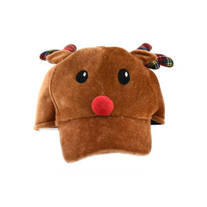 หมวกกำมะหยี่สีน้ำตาลพร้อมสายรัดรูปกวางเรนเดียร์แบบปรับได้ - Product Image 1