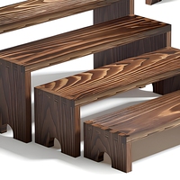 Grote houten wandbevestigde multifunctionele stapelbare displaystandaard met één niveau voor verkopersbeurzen, cupcake standaard