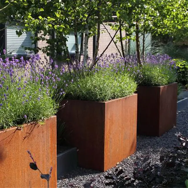 Vaso de planta de aço corrão, plantador grande de aço corten, vaso de flores, suporte