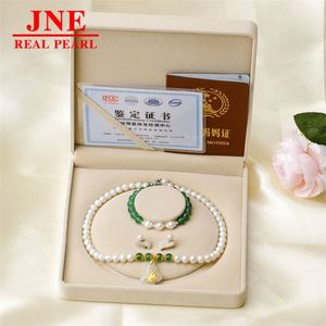 Natural Pearl Necklace Chalcedony Beads Hetian Gold Butterfly Pearl Necklace Mother's Gift for <strong>Elders</strong> Mother's Day - Product Image 1