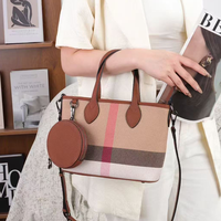 Großhandelsprodukte Chinesische Trendige Handtaschen für Frauen Luxuriöse Karierte Tragetasche Schulter-Crossbody-Tasche aus Jute