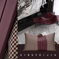 AIBUZHIJIA Verzierte moderne Lendenwirbel kissen bezug Home Decoration Luxus Weinrot Kissen bezüge