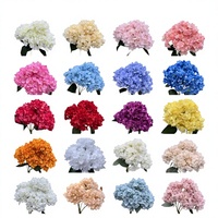 Bunga Hydrangea Sutra Buatan Berkualitas Tinggi Grosir 5 Kepala Warna Biru untuk Dekorasi Pernikahan
