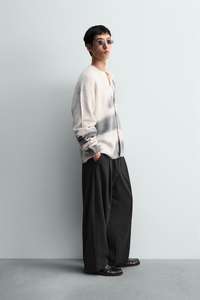 Cárdigan de punto cepillado con rayas degradadas para hombre, suéter vintage oversize con cuello en V, cárdigan informal cálido tipo mohair para otoño e invierno - Product Image 2