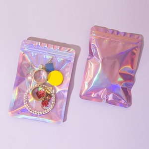 Plastic Blue Color Transparent Jewelry Earphone Gift Zipper Bag Personalised Resealable 3.5g Custom Logo <strong>Holographic</strong> Mylar Bag - Product Image 6