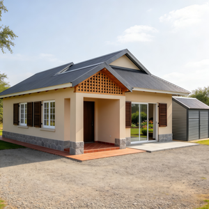 Plan de maison moderne sud-africaine 2 chambres avec salon, douche intérieure et toit caché design - Product Image 1