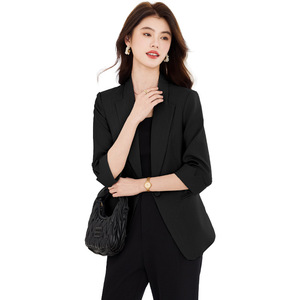 Women's Summer Thin Blazer Three Quarter Sleeve Solid Color Breathable Lightweight Jacket For Casual Wear - Product Image 5