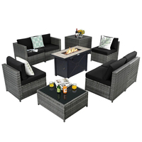 Ensemble canapé de jardin moderne pour patio extérieur Mobilier de jardin en rotin et osier avec table pour foyer