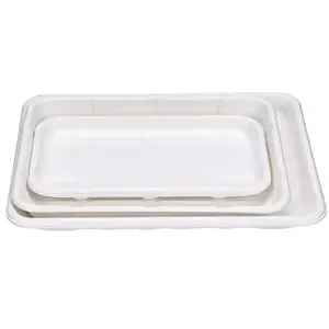 Bandejas Biodegradables Vajilla 8,5x6 Pulgadas Desechable Caña de Azúcar Bagazo Comida Fruta Bandeja