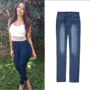 <span class=keywords><strong>Haute</strong></span> Élastique Stretch Femme Denim Lavé Skinny Crayon Pantalon <span class=keywords><strong>Taille</strong></span> <span class=keywords><strong>Haute</strong></span> Maman Jeans pour les Femmes - Product Image 4