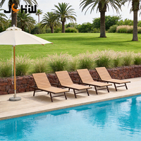 Chaise longue de piscine à cadre en aluminium, chaise longue de jardin en bois et métal pour hôtel, complexe hôtelier, piscine, patio – Approvisionnement direct usine