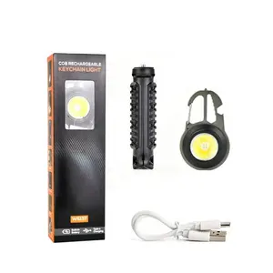 Mini Portable Tripod Carabiner Backpack Keychain Spotlight Torch Screwdriver Wrench Safe Hammer Emergency COB LED EDC Flashlight