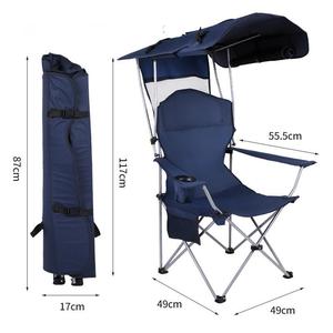 Chaise pliante d'extérieur avec auvent, <span class=keywords><strong>fauteuil</strong></span> inclinable portable, chaise longue pare-soleil pour la plage, le barbecue, la pêche et les loisirs quotidiens - Product Image 3