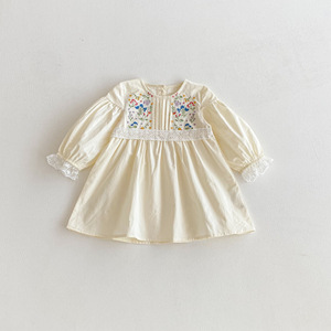 Nuovi Vestiti <span class=keywords><strong>per</strong></span> Bambine Autunno 2026, Abiti Vintage con Ricamo Floreale e Bordo in Pizzo, Maniche Lunghe, Dolce Vestito da Principessa <span class=keywords><strong>per</strong></span> Bambine - Product Image 3