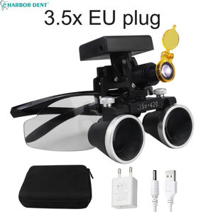 Caschetto Ingrandente Dentale Wireless a LED da 5W con Lenti Binoculari Ingrandimento 2.5X/3.5X e Luce Frontale per Laboratorio Odontotecnico e Uso Medico - Product Image 1