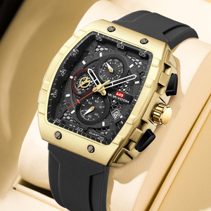 Luxury Gold Barrel <b>Case</b> Mens Watch Multi-Function Chronograph Quartz Wristwatch with Date - Product Image 1