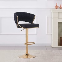 Chaise de bar pivotante inclinable de luxe moderne haut de gamme, tabouret haut réglable avec siège en cuir et pompe hydraulique pour salon commercial