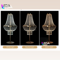 LEDA Offre Spéciale – Grand Centre de Table Doré avec Perles de Cristal et Support Miroir, Lustre Centre de Table pour Décoration de Table de Mariage et Événements