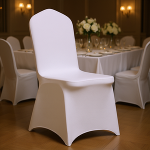 Coprisedia universale bianco in spandex elasticizzato, 200 pezzi, per matrimoni, banchetti, feste, uso alberghiero - Product Image 2