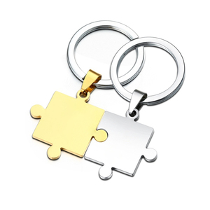<span class=keywords><strong>Portachiavi</strong></span> in Acciaio Inossidabile con Moschettone, Ciondolo a Puzzle alla Moda con Incisione Laser, Regalo di San Valentino <span class=keywords><strong>per</strong></span> Coppie - Product Image 1
