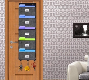 Atas Pintu Gantung File <span class=keywords><strong>Organizer</strong></span> Terpasang Di Dinding, Penyimpanan Perlengkapan Kantor Bagan Saku untuk Majalah, Laptop, Perencana