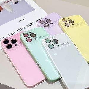 Coque de téléphone en verre brillant de couleur unie pour iPhone 17 Pro Max 16 15 <span class=keywords><strong>14</strong></span> 13 12 11 avec grande fenêtre et anti-traces de doigts - Product Image 1