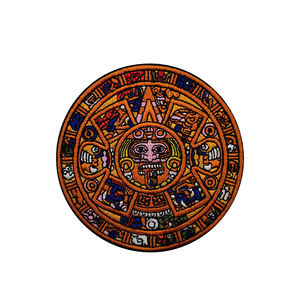 Parche Bordado del Calendario Maya del Día del Juicio Final de 3.5 Pulgadas con Piedra Solar Azteca V01113 - Product Image 6