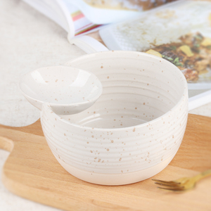 Cuenco de cerámica divisor japonés creativo Ins con platillo, cuenco de cerámica creativo para ensalada y patatas fritas para el hogar y el restaurante - Product Image 5