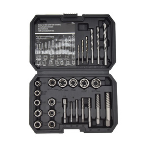 Bolt Screw Remover <b>Set</b> 26 <b>Pc</b> Metric Spiral Flute Extractor Industrial Grade Chromium Vanadium Steel Drive 1 In - Product Image 1