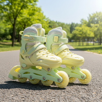 Patins à roulettes en ligne pour garçons et filles, ajustables, à une seule rangée, en maille durable, pour sports de plein air, avec roulements Abec-7