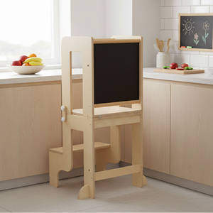 Tour d'apprentissage moderne 4-en-1 réglable pour tout-petits, tabouret de cuisine en bois pour enfants avec tableau noir - Product Image 1