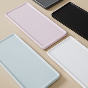 بالجملة طراز شمال افريقي ابيض واسود صواني قهوة للفنادق ومقهى مستطيل طبق كيك وحلويات سيراميك طبق تقديم سوشي - Product Image 3