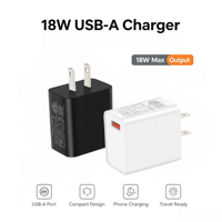 Chargeur rapide 18W QC3.0 5V3A USB-A Adaptateur de charge Android Chargeurs muraux portables US EU UK JP pour téléphones mobiles universels