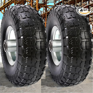 Solid Polyurethane Rubber Tyre Wheels 4.10/3.50-4 Flat Free Air Less Tires 5/8 Center Bearings Hand Truck/<b>Trolley</b> Outer Tire - Product Image 2
