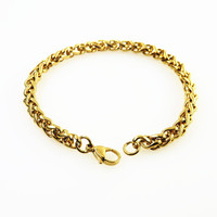 Vente en gros Argent Or Métal Couleur Placage Hip Hop Acier Inoxydable 6mm 7mm 8mm Largeur Fleur Panier Chaîne Bracelet