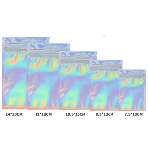 <span class=keywords><strong>100</strong></span> Cái Laser Cầu Vồng Ba Chiều Túi Giấy Bạc 4X6 Inch Chống Mùi Có Thể Khóa Lại Túi Mylar Đựng Thực Phẩm Có Khóa Kéo Trong Suốt - Product Image 3