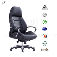 Chaise de bureau ergonomique de direction moderne haut de gamme en cuir PU noir avec support lombaire pivotant, fabriquée à Foshan