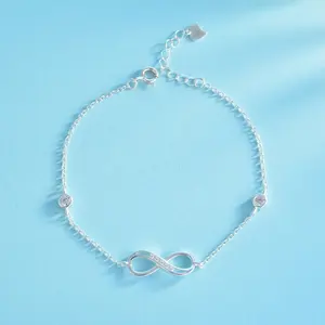 SayYes 925 Sterling Silver Jewelry CZ infinity infinite Charms bracelets 925 Sterling Silver