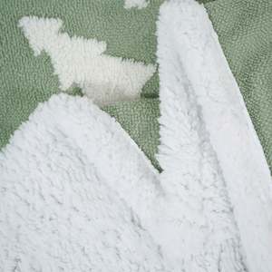 3D Jacquard Cationic Pine Design Green Sherpa Fleece Blanket for Home Fuzzy Soft Cozy Thick Warm Customized Throw Blanket - Product Image 4