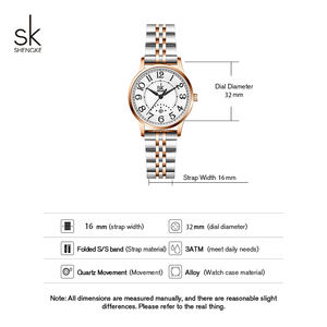 Shengke Estilos de moda Relojes de cuarzo para mujer Marca superior Señoras Correa de reloj de acero inoxidable Mujer Mejores regalos Reloj - Product Image 6