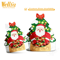 Sachet Doypack personnalisé en forme de sapin de Noël, avec fermeture éclair, qualité alimentaire, pour snacks, biscuits, bonbons, emballage plastique avec fenêtre