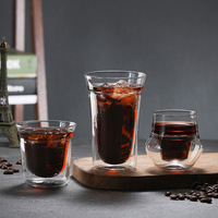 Tasses à café, cappuccino, thé et latte en verre borosilicate soufflé à la main, à double paroi, isolées, résistantes à la chaleur, 180 ml