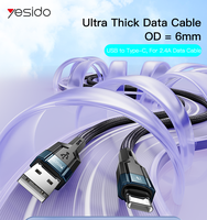 CA106 YESIDO Câble de charge rapide 18W, cordon tressé en nylon de haute qualité, câble de données pour téléphone portable USB vers Type C pour Android IP