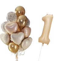 Ensemble de ballons en latex en forme de cœur de 40 pouces, grand ballon en feuille, couleur crème caramel, pour la décoration d'anniversaire