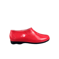 Chaussures de pluie légères et brillantes à enfiler, basses, en PVC rouge, pour femmes, pour le jardinage quotidien, imperméables